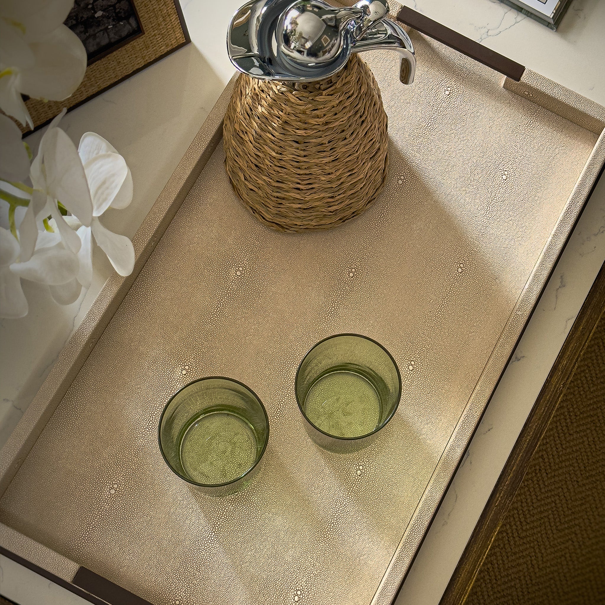 Sophie Paterson Faux Shagreen Rectangular Tray in Anthracite and Brushed Bronze